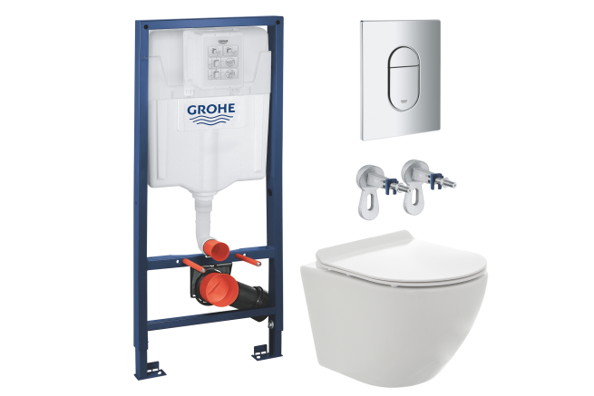 Комплект инсталляции GROHE NW0145/S с унитазом AQUAme AQM2002 и сиденьем с микролифтом (NW0182/S)