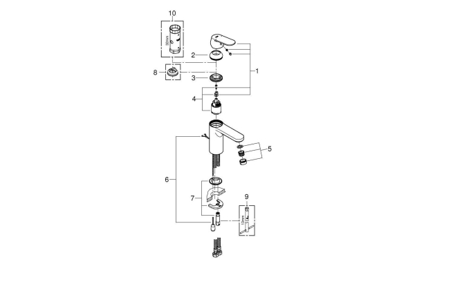 Смеситель для раковины GROHE Eurosmart Cosmopolitan с цепочкой, M-Size, хром (23326000)