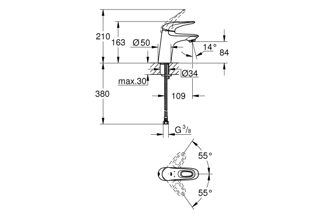 Смеситель для раковины GROHE Eurostyle, хром (23567003)