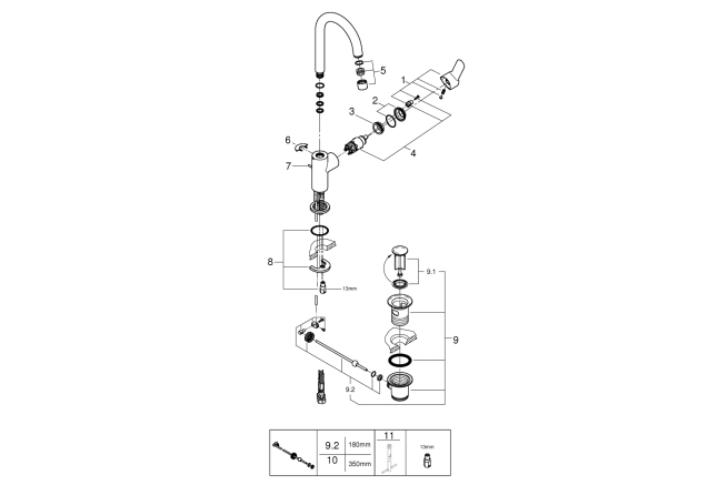 Смеситель для раковины GROHE BauEdge, с донным клапаном, L-Size, хром (23760000)