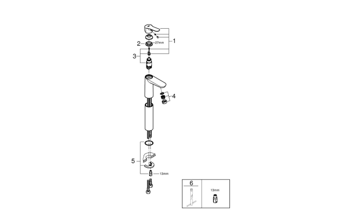 Смеситель для раковины GROHE BauEdge, XL-Size, хром (23761000)