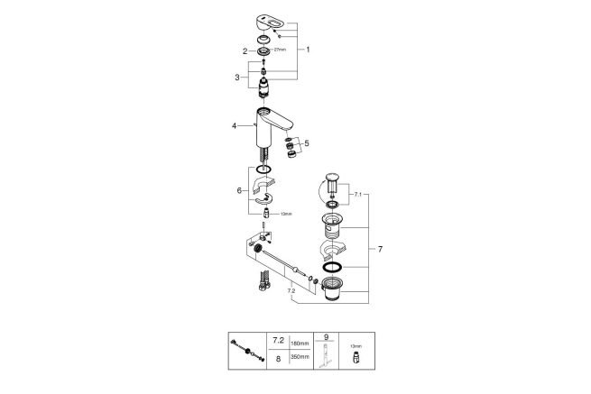 Смеситель для раковины GROHE BauLoop, M-Size, хром (23762000)