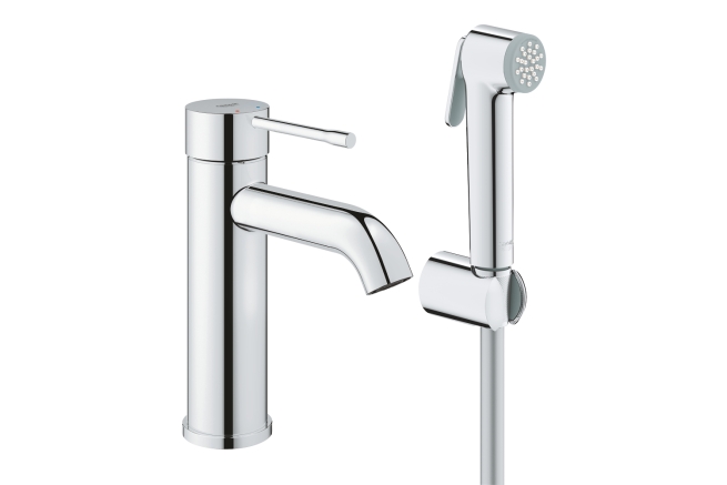 Смеситель для раковины GROHE Essence с гигиеническим душем, S-Size, хром (24189000)