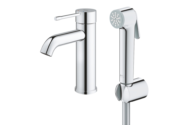 Смеситель для раковины GROHE Essence с гигиеническим душем, S-Size, хром (24189000)