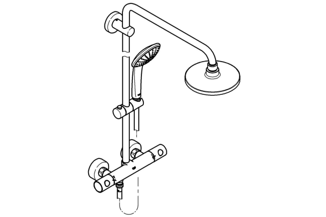 Душевая система с термостатом для настенного монтажа, GROHE Euphoria System 180, хром, (27296001)