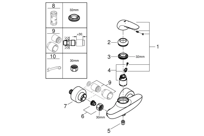 Смеситель для душа GROHE Eurostyle, белая луна (23722LS3)