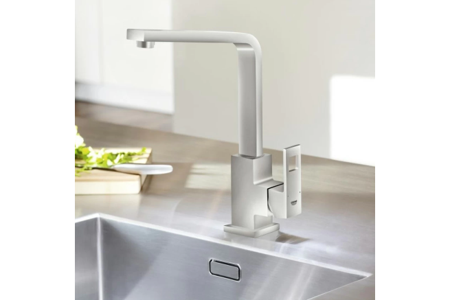 Смеситель для кухонной мойки GROHE Eurocube, суперсталь (31255DC0)