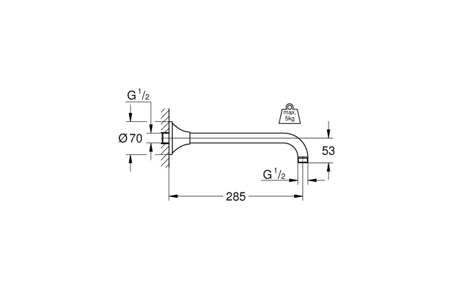 Душевой кронштейн GROHE Rainshower Grandera 285 мм, хром (27986000)