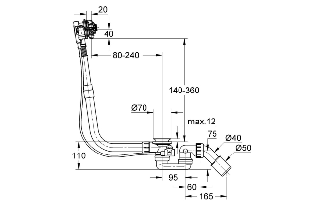 Наливной, сливной и переливной гарнитур GROHE Talentofill, встраиваемая часть, (28990000)