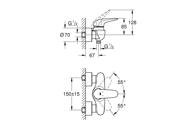 Смеситель для душа GROHE Eurostyle, белая луна (23722LS3)