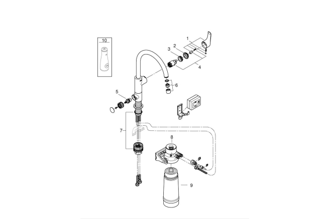 Смеситель для кухонной мойки GROHE Blue Pure Eurosmart с функцией фильтрации, с фильтром в комплекте, хром (30383000)