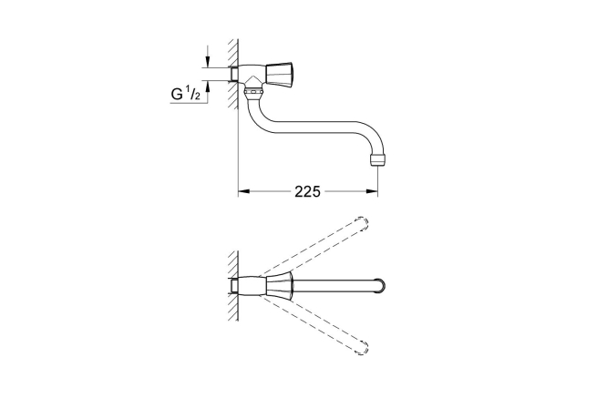 Кран для кухонной мойки GROHE Costa L настенный, без функции смешивания, хром (30484001)