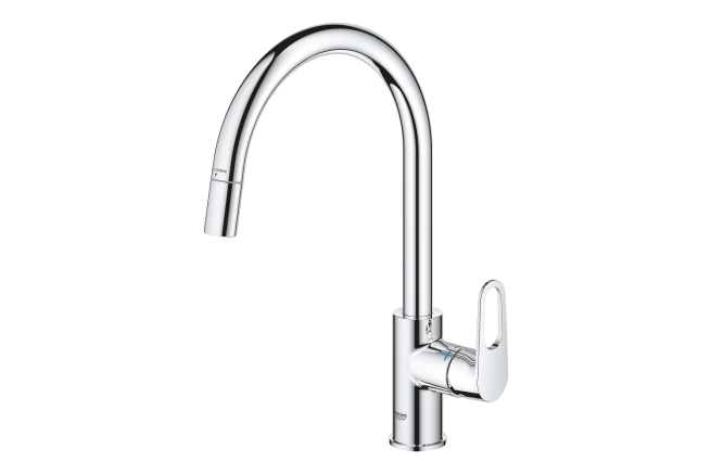 Смеситель для кухонной мойки GROHE BauFlow с вытяжным изливом, хром (30549000)