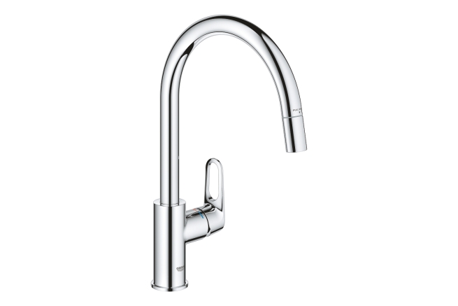 Смеситель для кухонной мойки GROHE BauFlow с вытяжным изливом, хром (30549000)