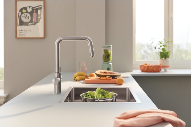 Смеситель для кухонной мойки GROHE Blue Pure Eurosmart с функцией фильтрации, без фильтра в комплекте, суперсталь (30583DC0)