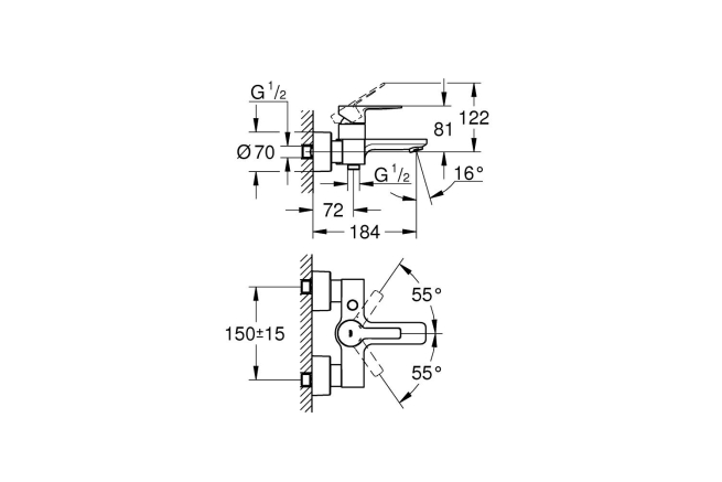 Смеситель для ванны GROHE Lineare, хром (33849001)