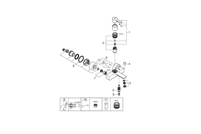 Смеситель для ванны GROHE Lineare, хром (33849001)