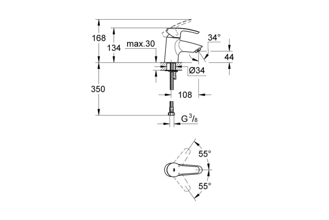 Смеситель для раковины GROHE Eurostyle, хром (32468001)