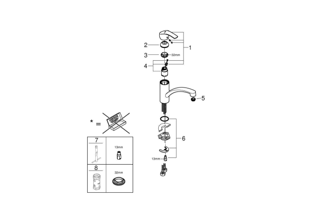 Смеситель для кухонной мойки GROHE Eurosmart, хром (32534002)