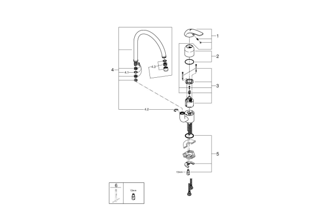 Смеситель для кухонной мойки GROHE Euroeco, хром (32752000)