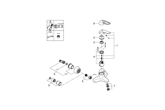 Смеситель для раковины GROHE Euroeco Special (вынос 156 мм, длина рычага 120 мм), хром (32776000)