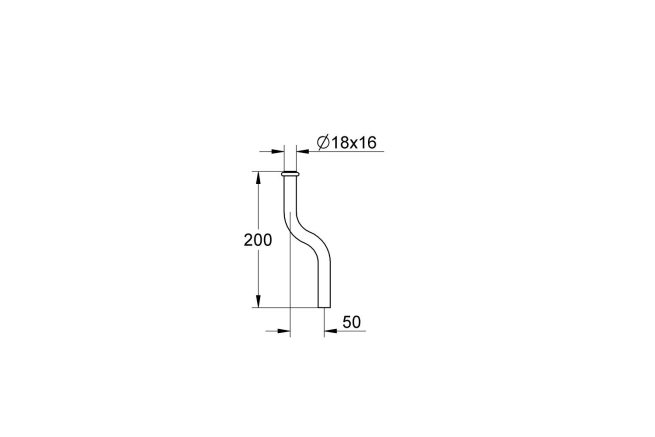 Сливная трубка для писсуара GROHE 200 мм, диаметр 18 мм, изгиб 50 мм (37040000)