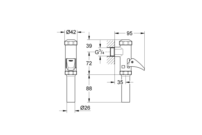 Полноавтоматическое смывное устройство для унитаза, GROHE Rondo, хром, (37141000)