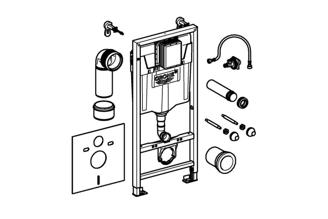 Система инсталляции для подвесного унитаза, GROHE Rapid SL, монтажная высота 1.13 м (38539001)