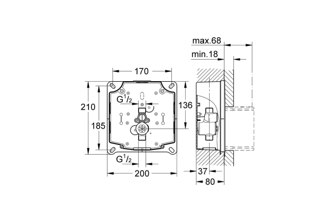 Комплект монтажа для панелей смыва Tectron GROHE (38787000)