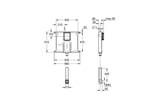 Смывной бачок для унитаза 80 мм GROHE (38863000) 