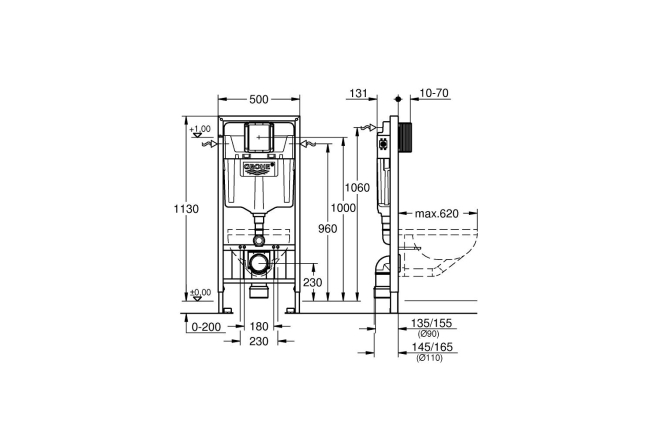 Система инсталляции для подвесного унитаза GROHE Rapid SL (38897000)