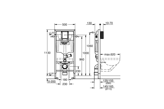 Система инсталляции для унитаза GROHE Rapid SL (1,13 м) (39002000)