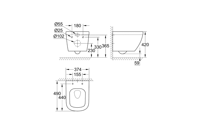 Унитаз GROHE Euro Ceramic подвесной, компактный, альпин-белый (39206000)