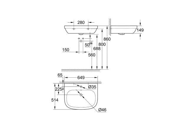 Раковина GROHE Euro Ceramic 65 см, альпин-белый (39323000)