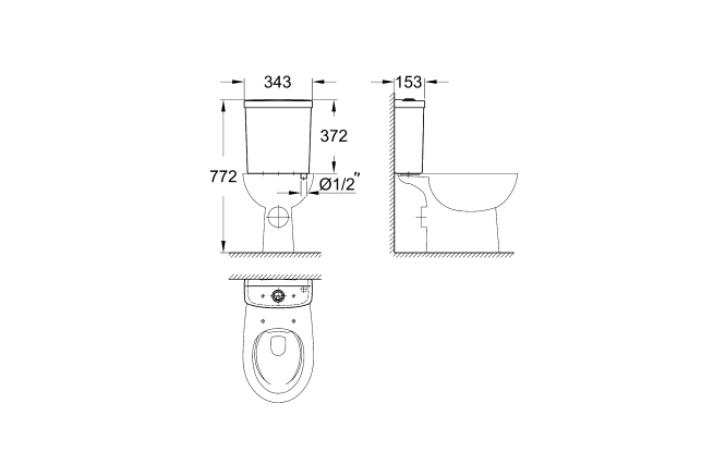 Смывной бачок для унитаза, GROHE Bau Ceramic, альпин-белый, (39436000)