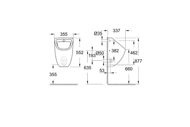 Писсуар GROHE Bau Ceramic, скрытый монтаж, альпин-белый (39438000)