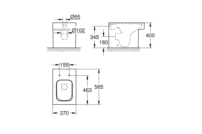 Унитаз напольный безободковый GROHE Cube Ceramic с бачком и быстросъемным сиденьем с микролифтом (NW0037)