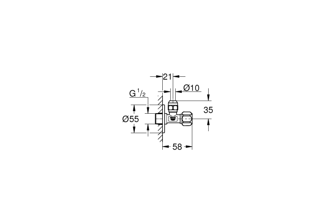 Вентиль угловой GROHE 1/2″-3/8″ для подключения смесителей, хром (22018000)