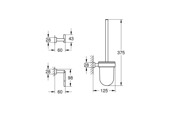 Набор аксессуаров 3 в 1, GROHE Essentials Cube, хром, (40757001)