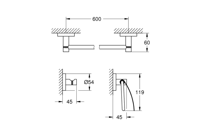 Набор аксессуаров GROHE Essentials (3 предмета), хром (40775001)