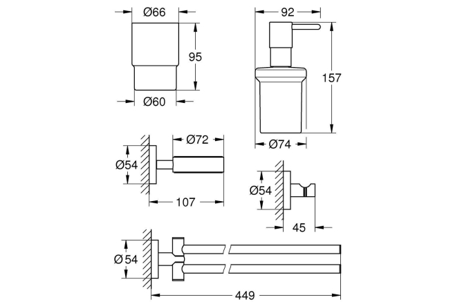 Набор аксессуаров GROHE Essentials New 4 в 1, хром (40846001)