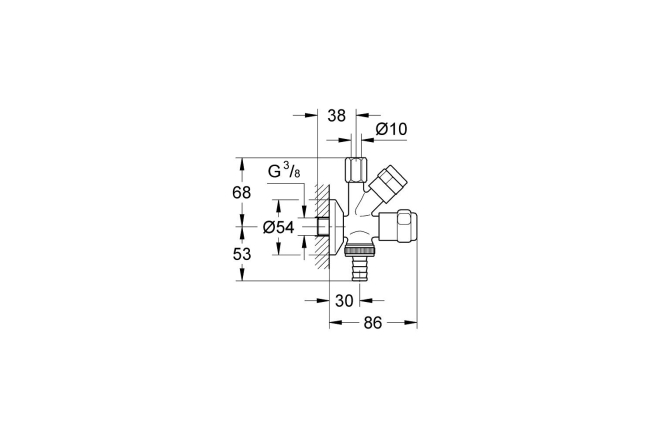 Вентиль угловой GROHE комбинированный 3/8х3/8″ для подключения смесителей, хром (41070000)