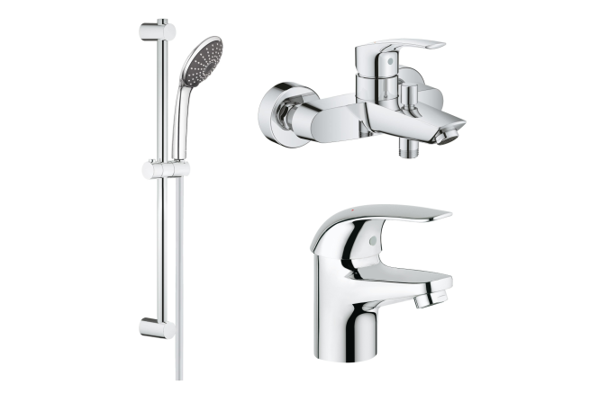 Комплект смесителей GROHE Eurosmart с душевым гарнитуром, хром (NB0077/S)