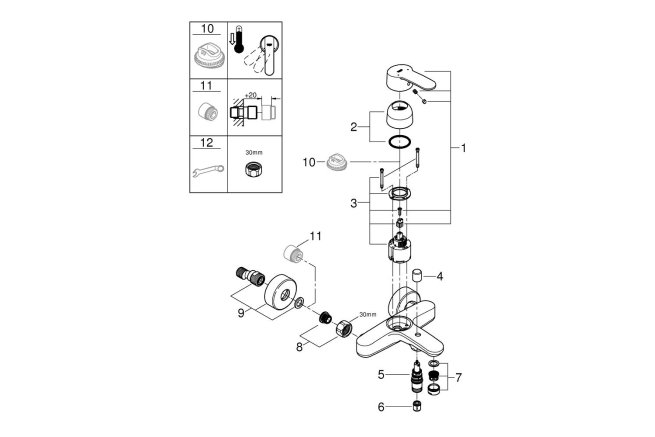 Смеситель для ванны GROHE Eurostyle Cosmopolitan, хром (33591002)