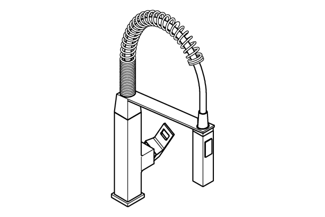 Смеситель для кухонной мойки GROHE Eurocube профессиональный, суперсталь (31395DC0)