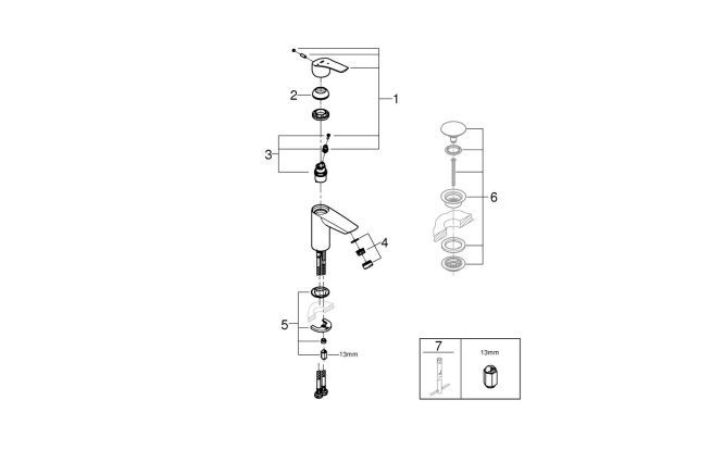 Смеситель для раковины GROHE Eurosmart, S-Size, хром (23974003)