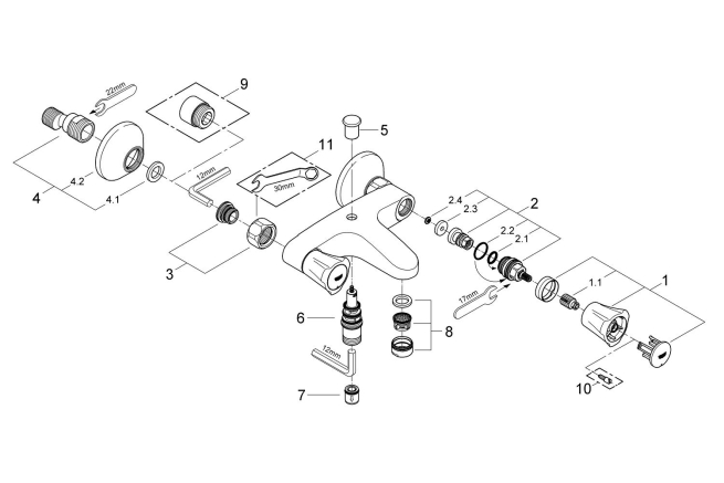 Смеситель для ванны GROHE Costa L, хром (25450001)