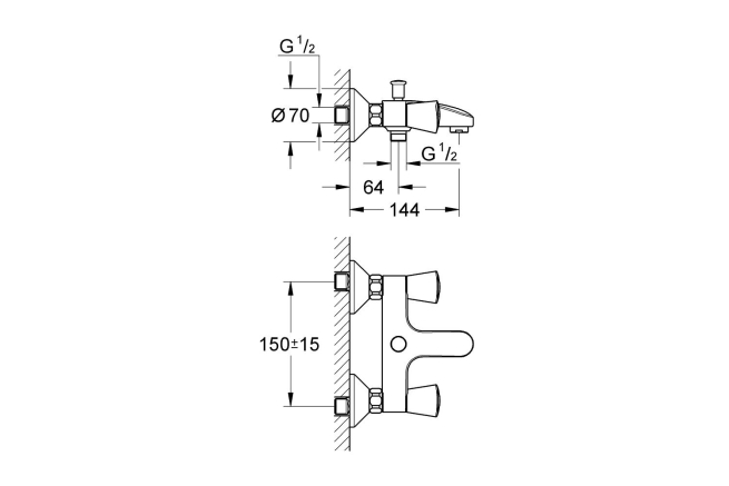 Смеситель для ванны GROHE Costa S, хром (25483001)