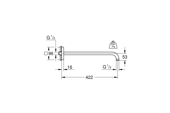 Душевой кронштейн GROHE Rainshower 422 мм, хром (26145000)