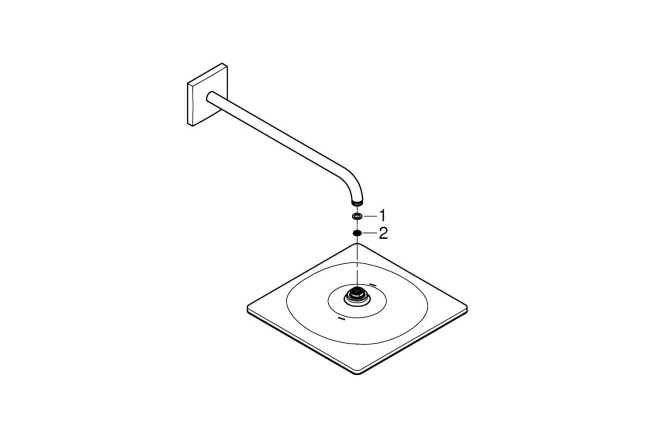 Верхний душ GROHE Rainshower Mono 310 Cube с душевым кронштейном 422 мм, 1 режим струи, холодный рассвет матовый (26564GN0)